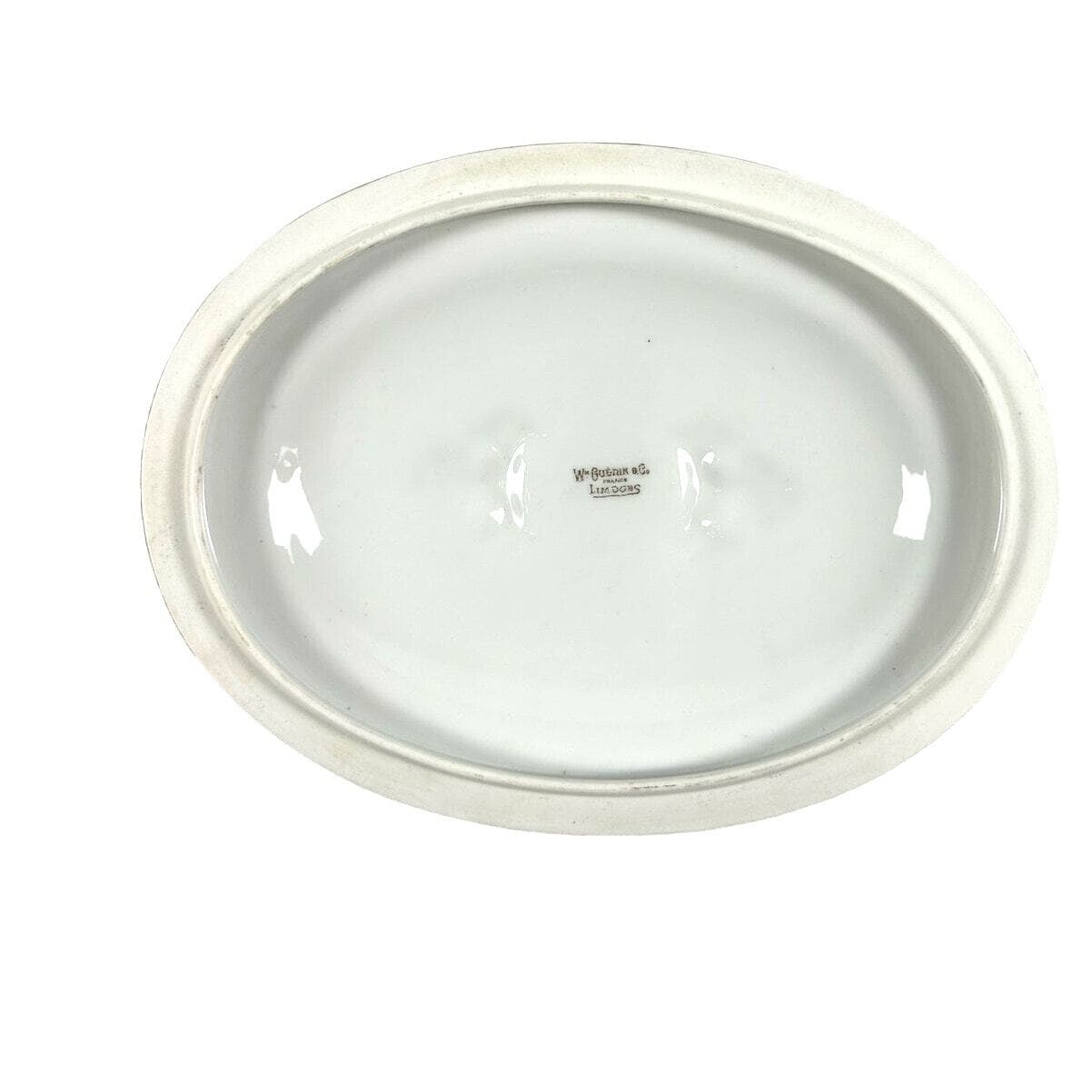 Wm Guerin & Co Limoges France White Antique Covered Serving Dish Gold Accents! - Thumbnail 8