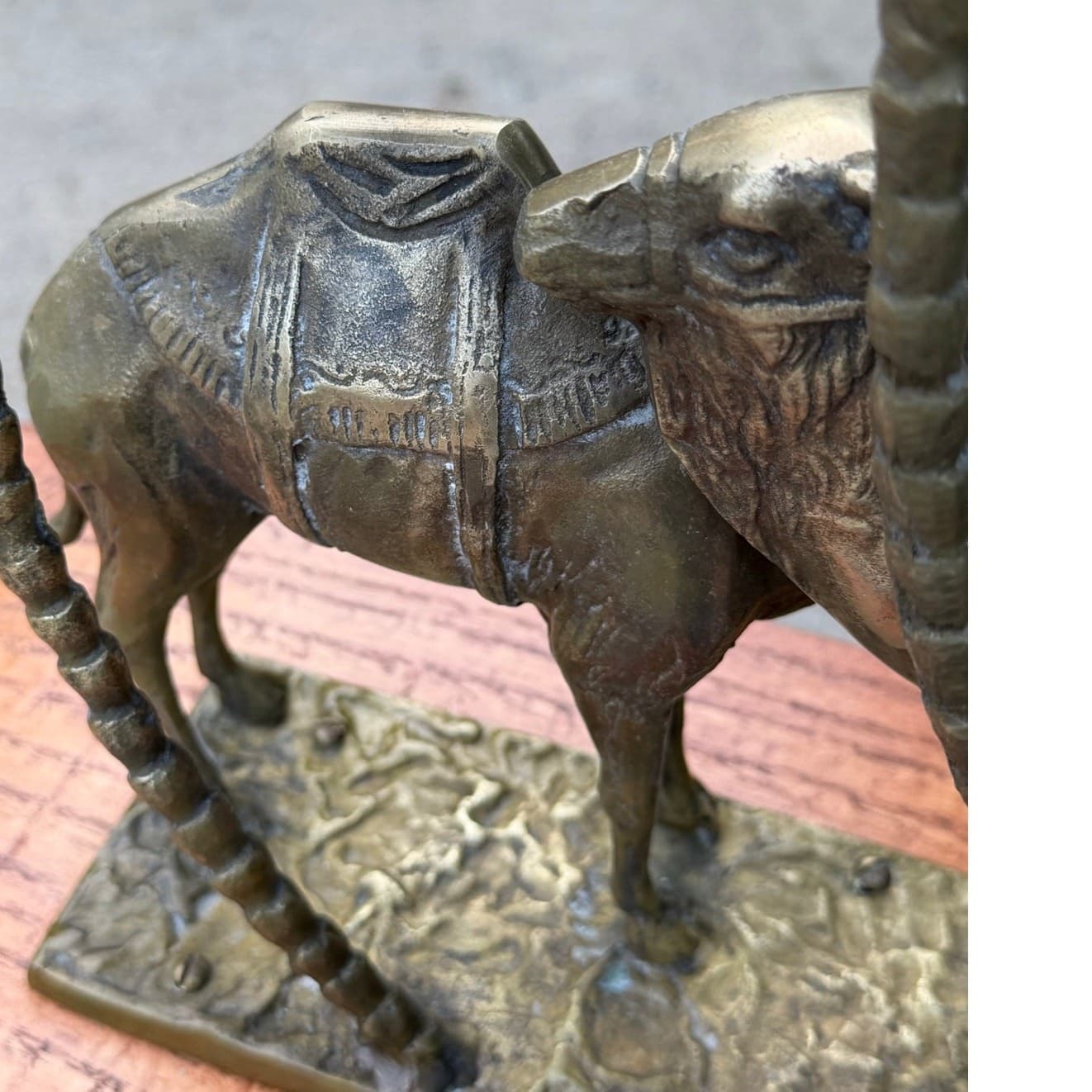 Vintage Brass Camel Palm Tree Candle Holder Sculpture Hollywood Regency MCM - Thumbnail 19