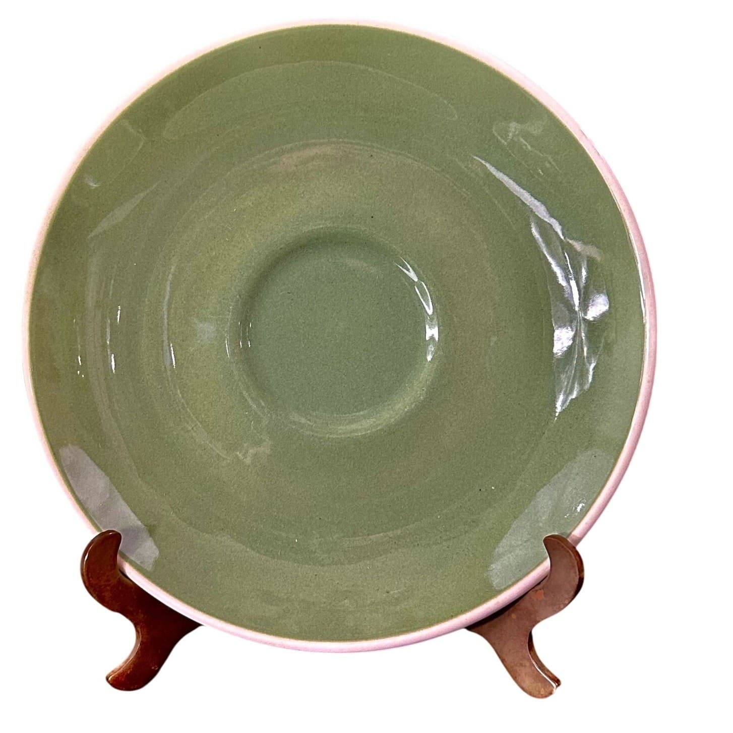 Ironstone USA Vintage Green 6.25" Ceramic Saucers-Set of 6 - Thumbnail 2