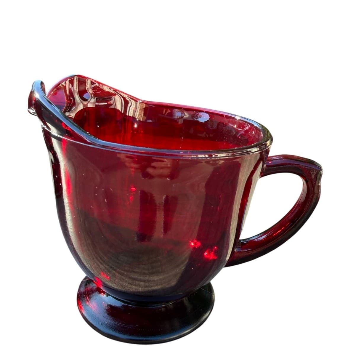 Anchor Hocking Retired R4000 Royal Ruby Footed Creamer and Open Sugar-Excellent - Thumbnail 9