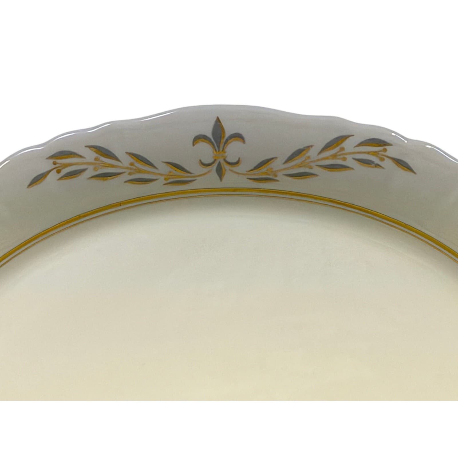 Syracuse Retired 1962-1966 'Fleur De Lis Gray' 14 x 10 Oval Serving Platter-Rare - Thumbnail 3