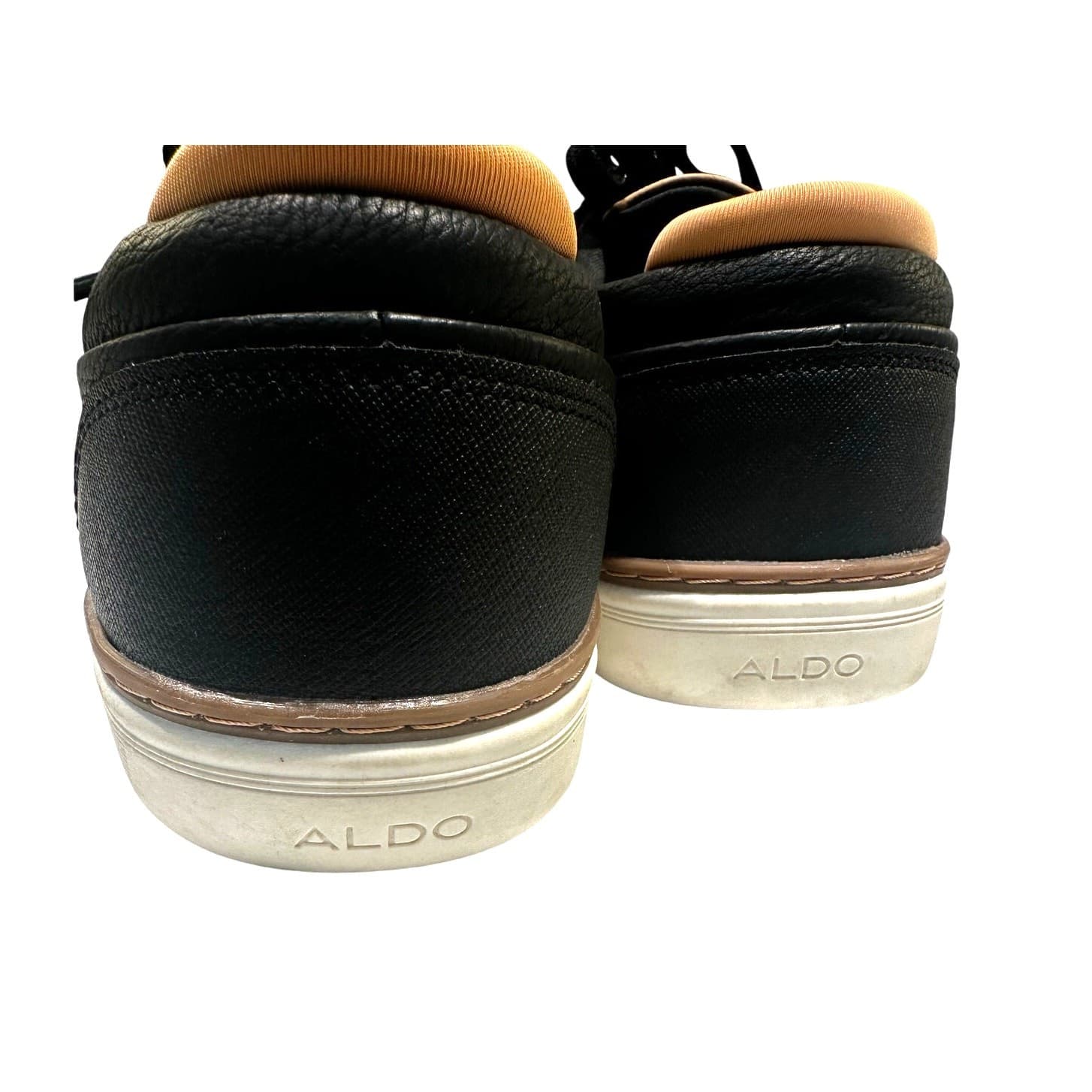 Aldo Ramson Black Brown Pebble Leather Sneakers Men's Size 10 - Thumbnail 4