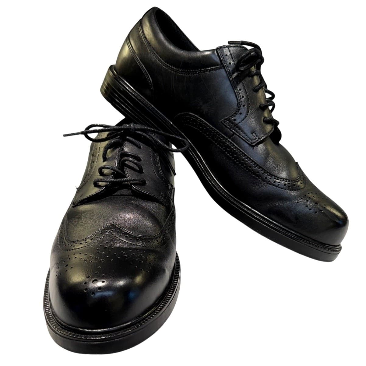 Nunn Bush Adams Mens 14M Black Leather Wingtip Oxford Dress Shoes Comfort GelBox