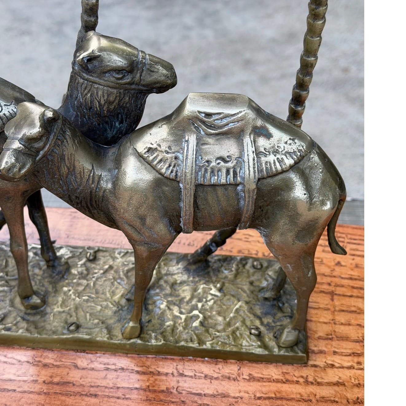 Vintage Brass Camel Palm Tree Candle Holder Sculpture Hollywood Regency MCM - Thumbnail 4