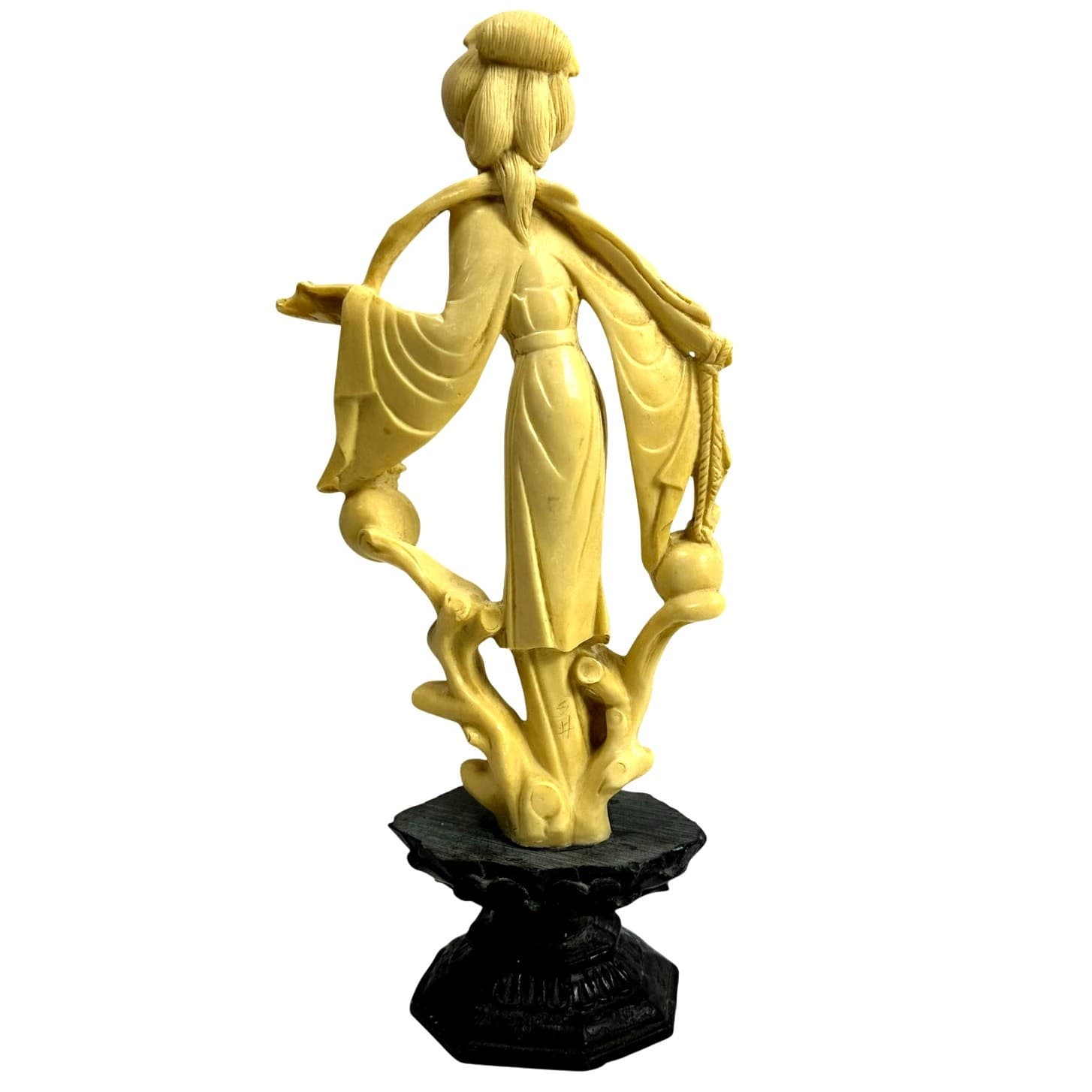 A. Santini Sculpture Mid Century Geisha Girl Alabaster Resin Figurine Signed - Thumbnail 3