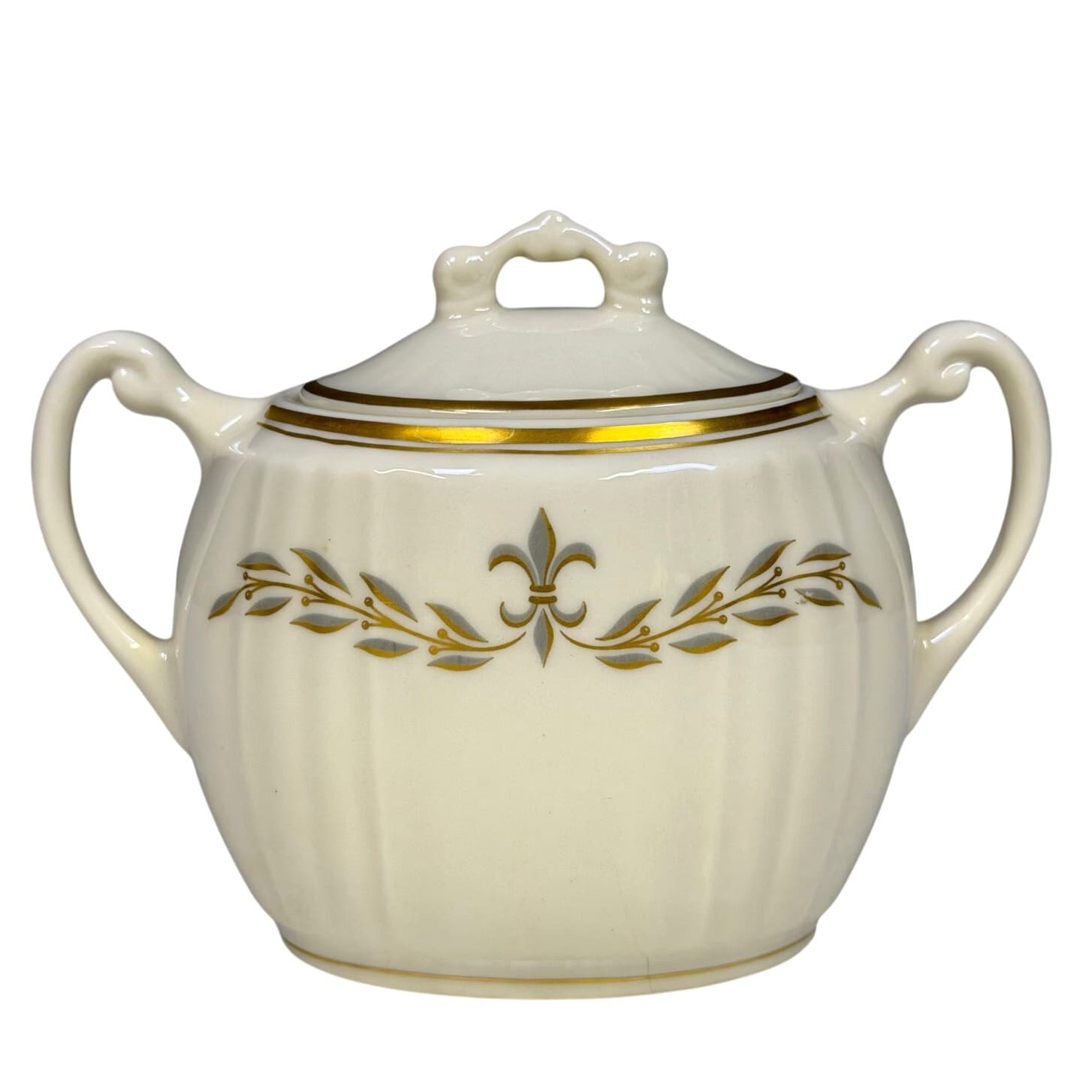 Syracuse Retired 1962-1966 'Fleur De Lis Gray' Sugar Bowl with Lid-Rare