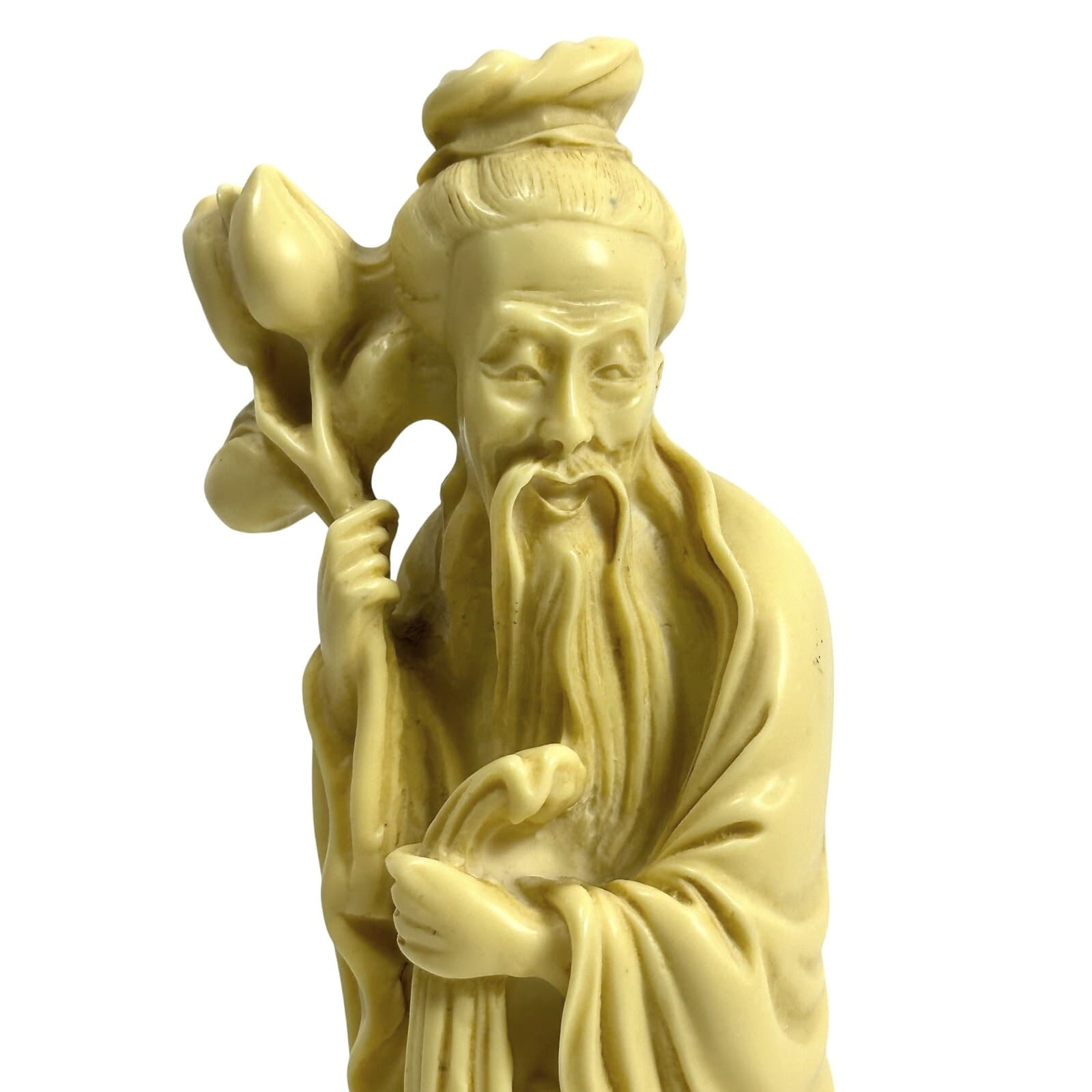 Chinese Shou Lou God of Longevity Mid Century Carved Soapstone Figurine Signed - Thumbnail 2