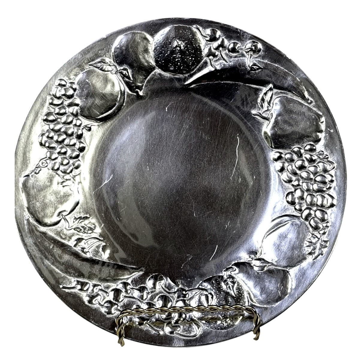 Wilton Armetale Large Pewter Fruit Embossed Serving Platter 13.25”-Excellent