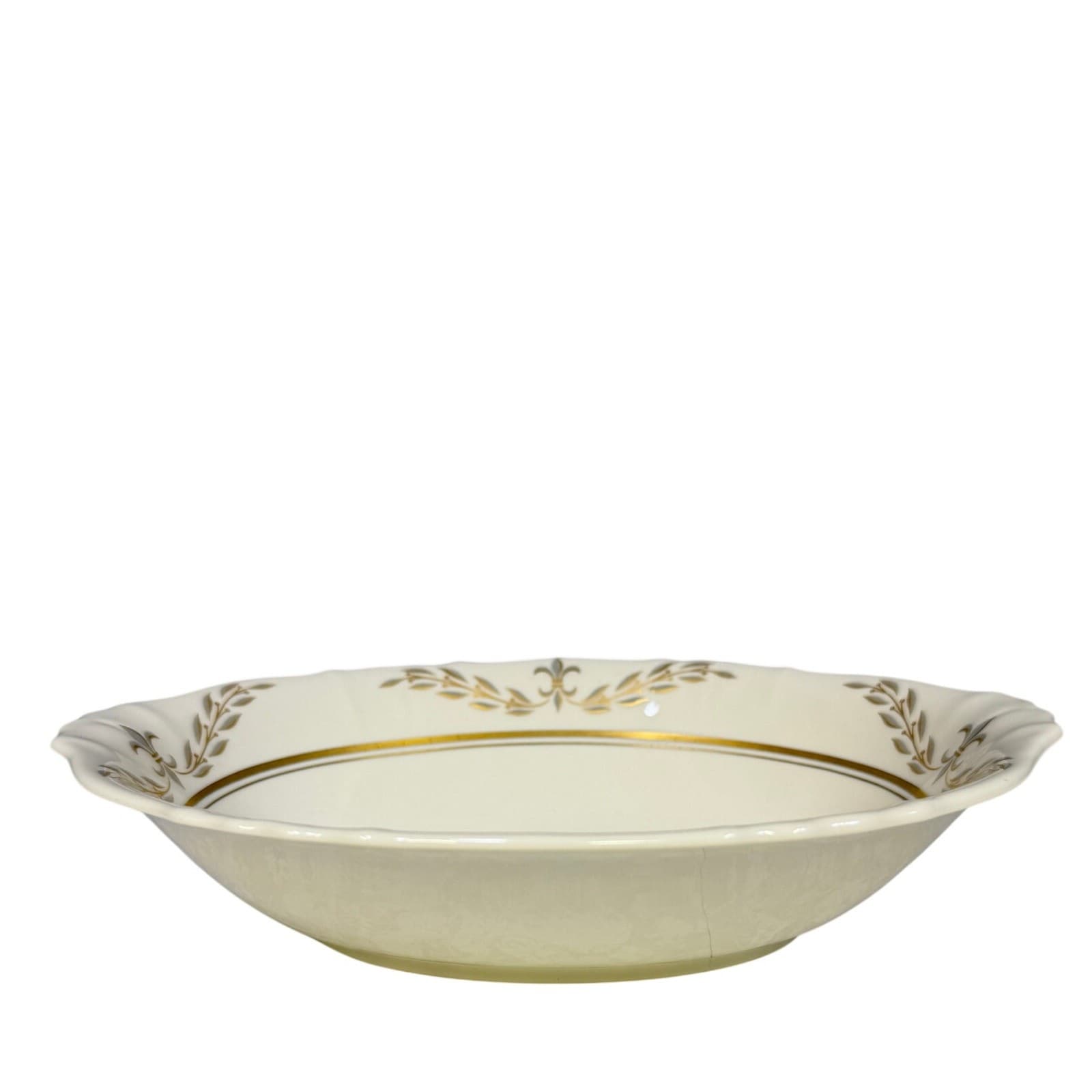 Syracuse Retired 1962-1966 'Fleur De Lis Gray' 9" Oval Serving Bowl-Rare - Thumbnail 2