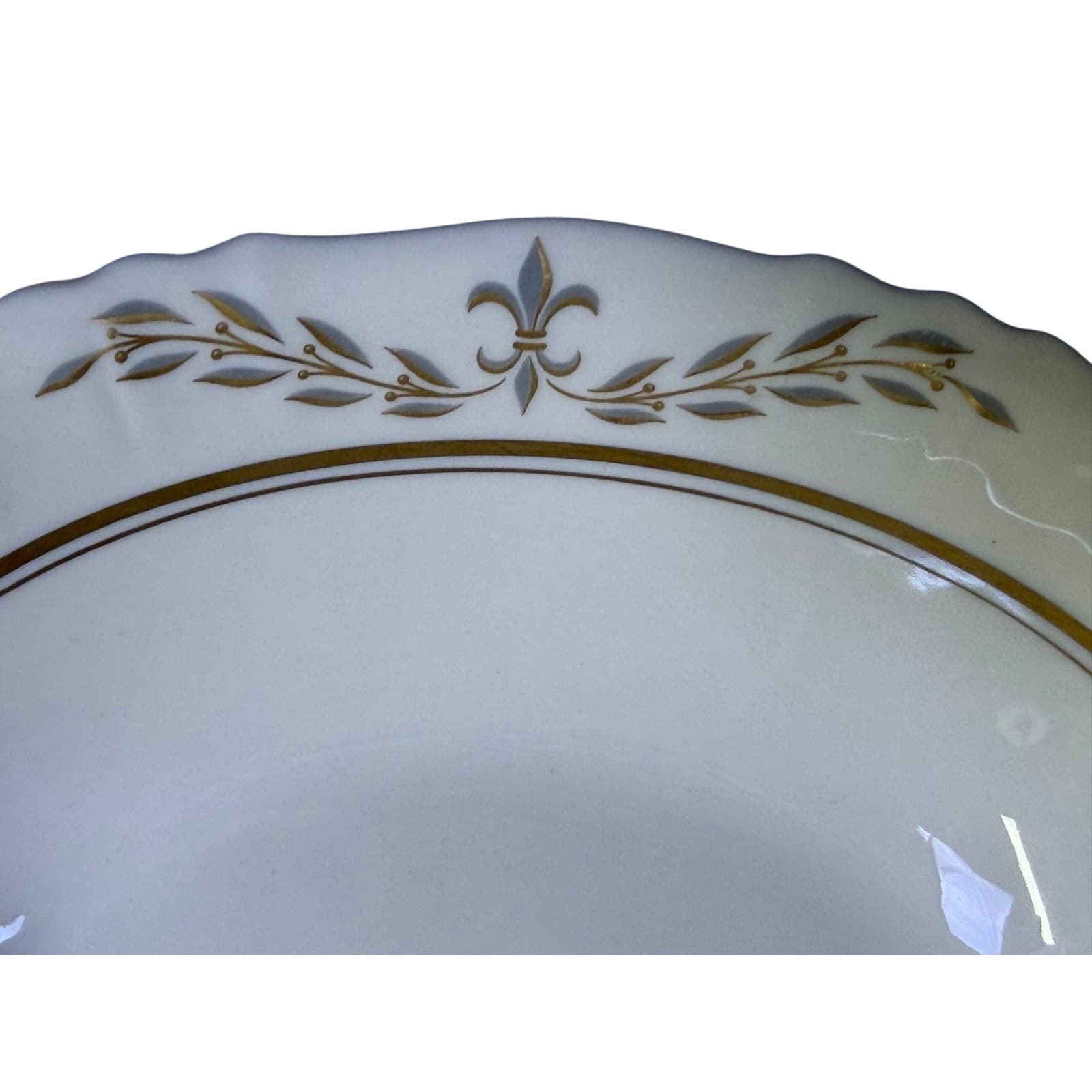 Syracuse Retired 1962-1966 'Fleur De Lis Gray' 9" Oval Serving Bowl-Rare - Thumbnail 5