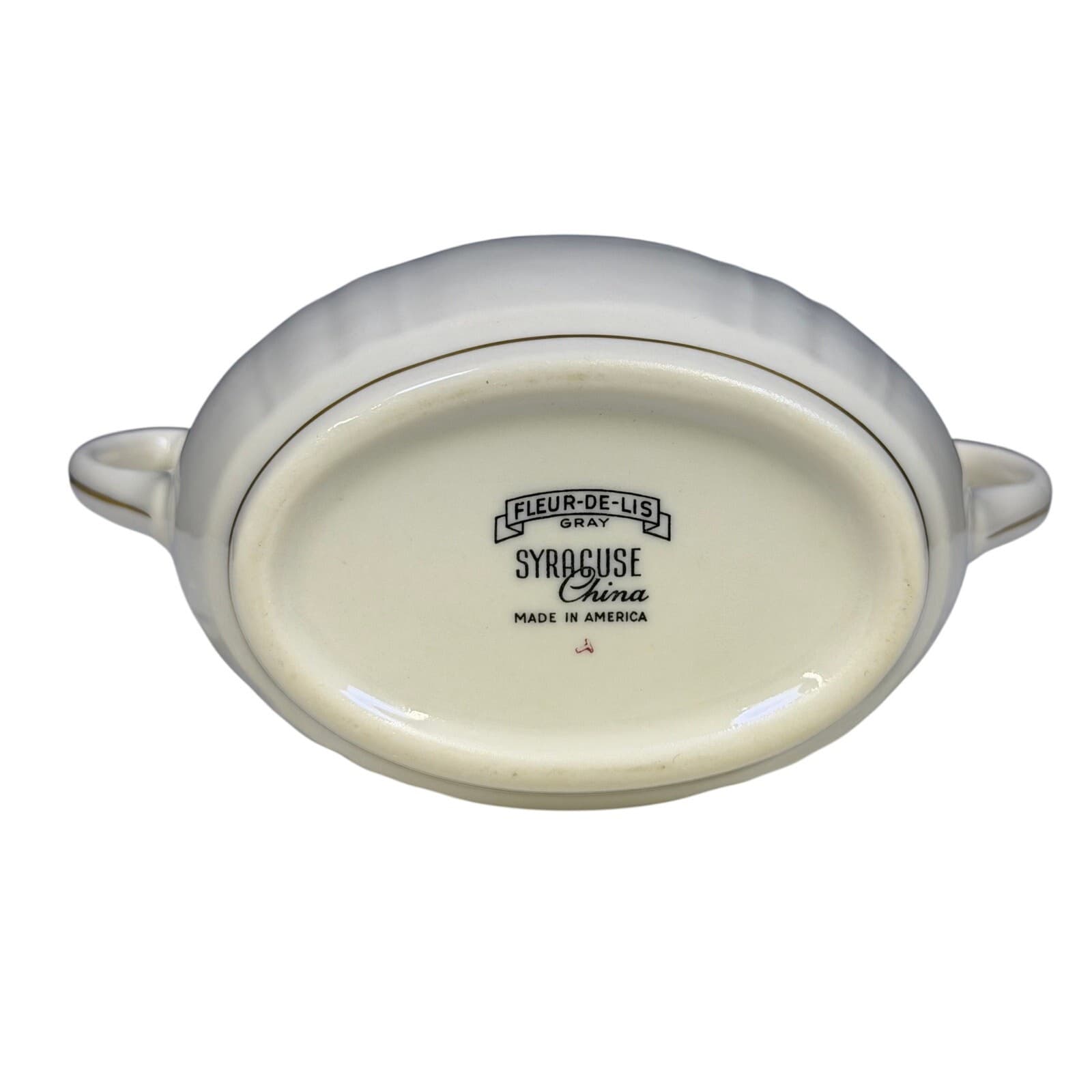 Syracuse Retired 1962-1966 'Fleur De Lis Gray' Sugar Bowl with Lid-Rare - Thumbnail 7