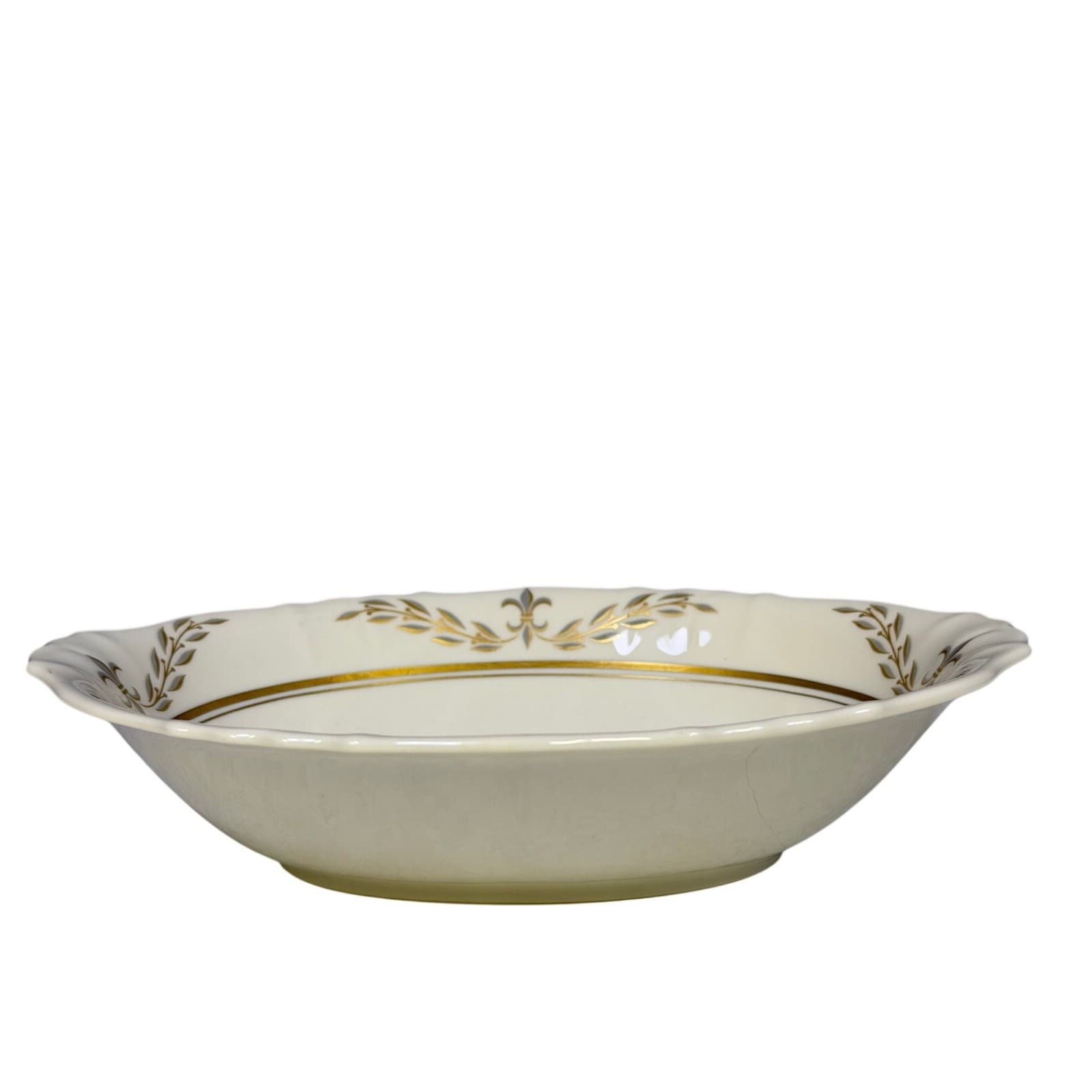 Syracuse Retired 1962-1966 'Fleur De Lis Gray' 9" Oval Serving Bowl-Rare - Thumbnail 3