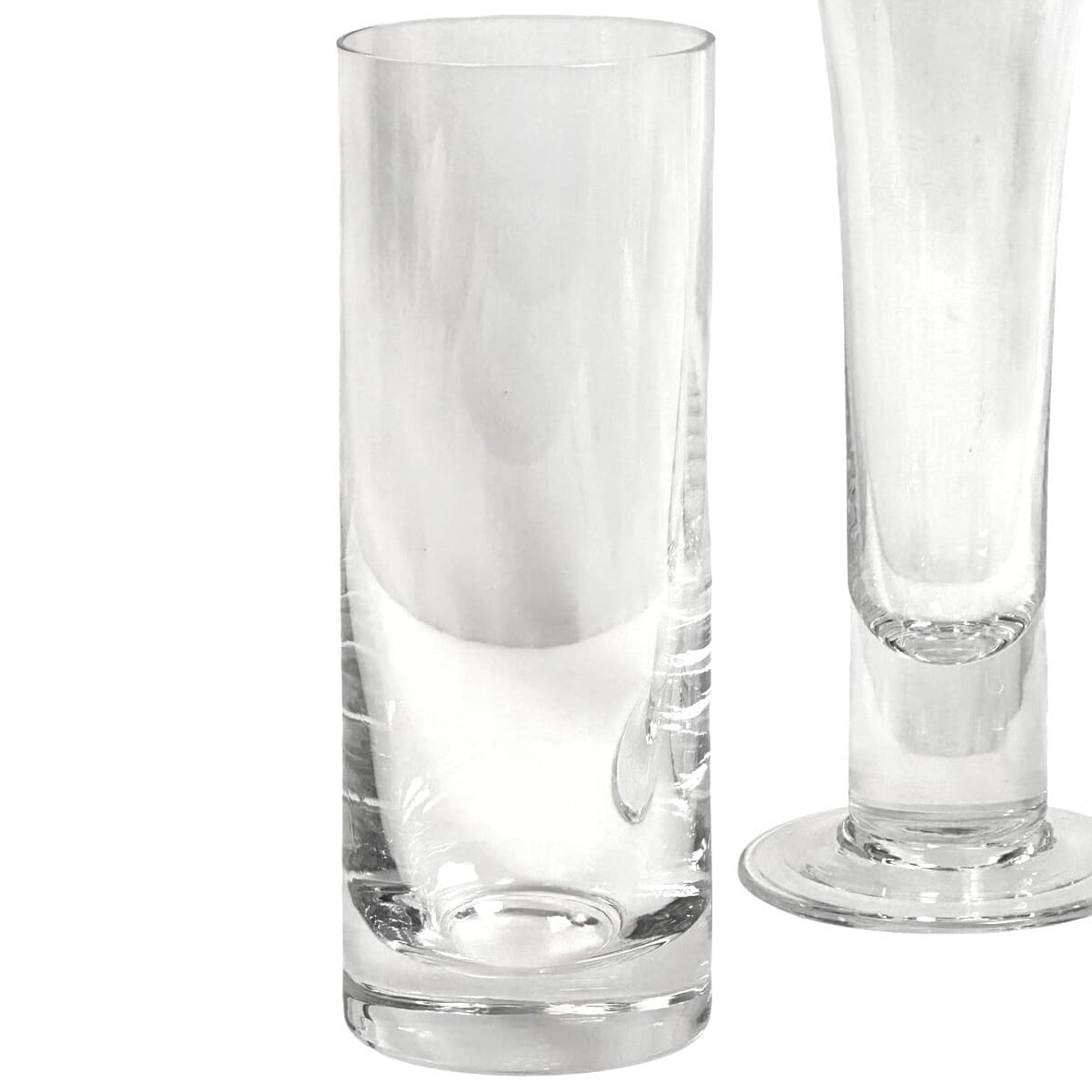 Trio of Heavy Lead Crystal 7.5" 9" 10" Clear Thick Base Contemporary Vases! - Thumbnail 4