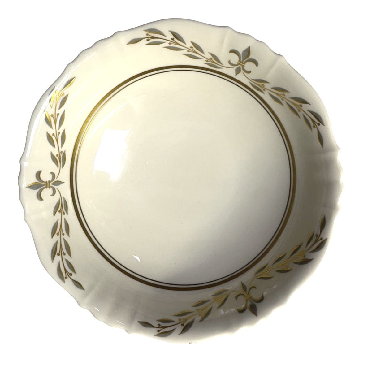 Syracuse Retired 1962-1966 'Fleur De Lis Gray' 9" Round Serving Bowl-Rare - Thumbnail 2