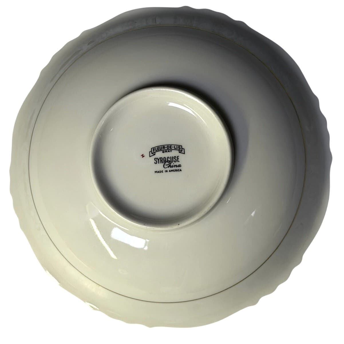 Syracuse Retired 1962-1966 'Fleur De Lis Gray' 9" Round Serving Bowl-Rare - Thumbnail 4