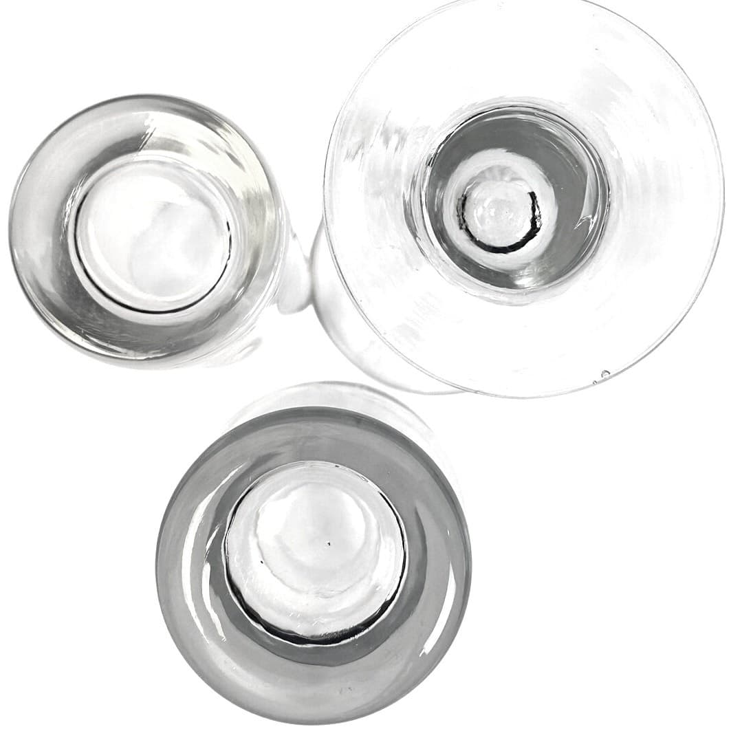 Trio of Heavy Lead Crystal 7.5" 9" 10" Clear Thick Base Contemporary Vases! - Thumbnail 7