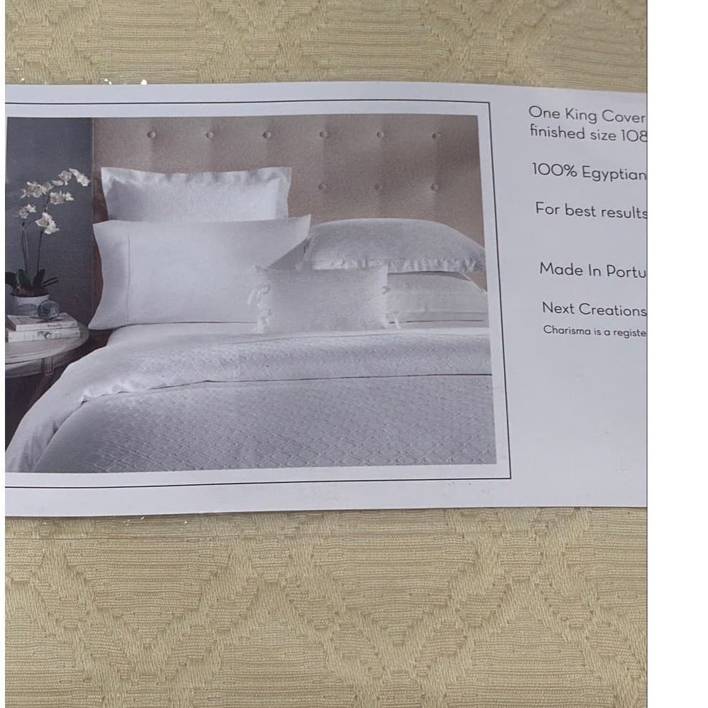 Charisma Lux King Coverlet 108x96 Ivory 100% Egyptian Mercerized Cotton Portugal - Thumbnail 3
