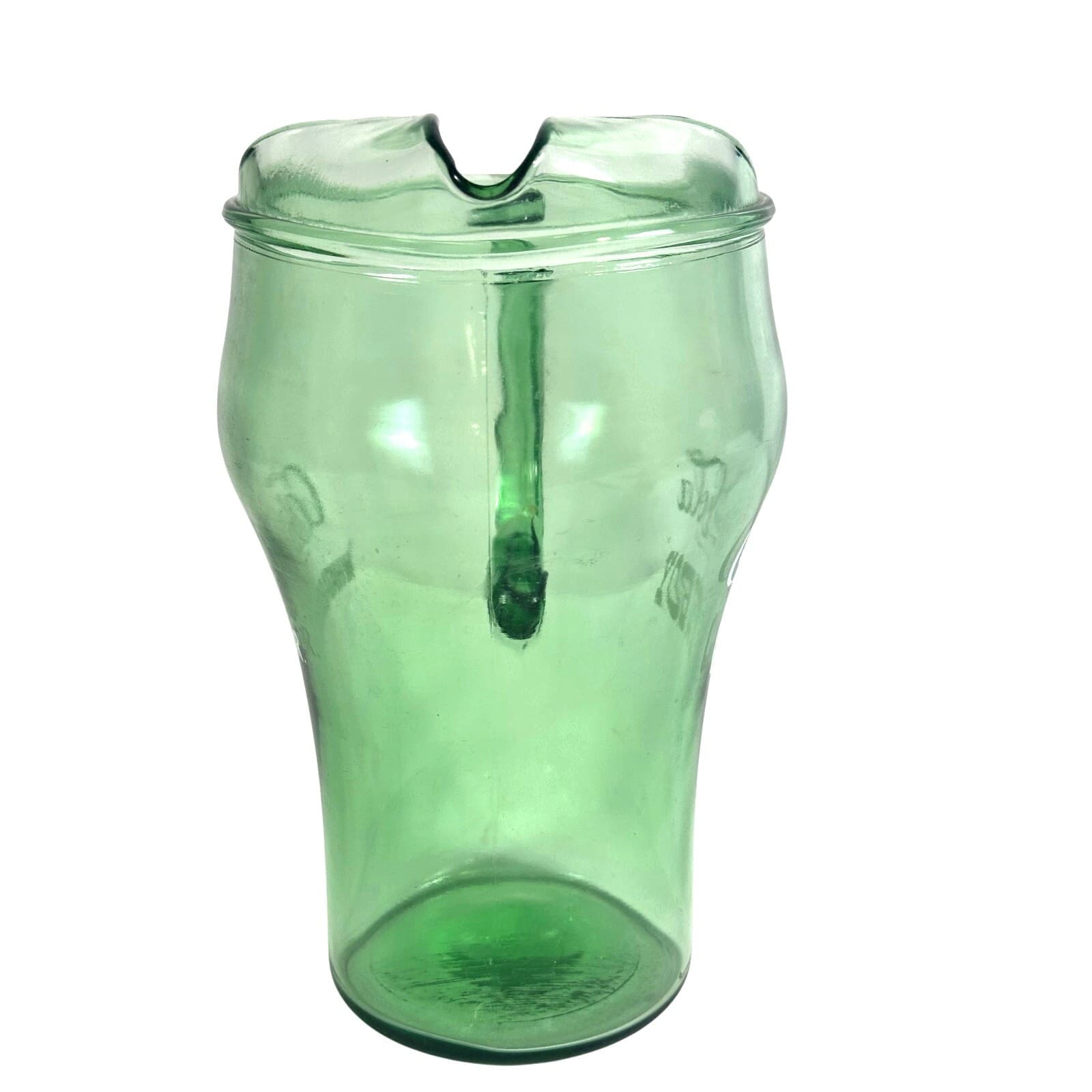 Coke Coca Cola Cowboy Whataburger Clear Green Glass Vintage Promo Pitcher - Thumbnail 8