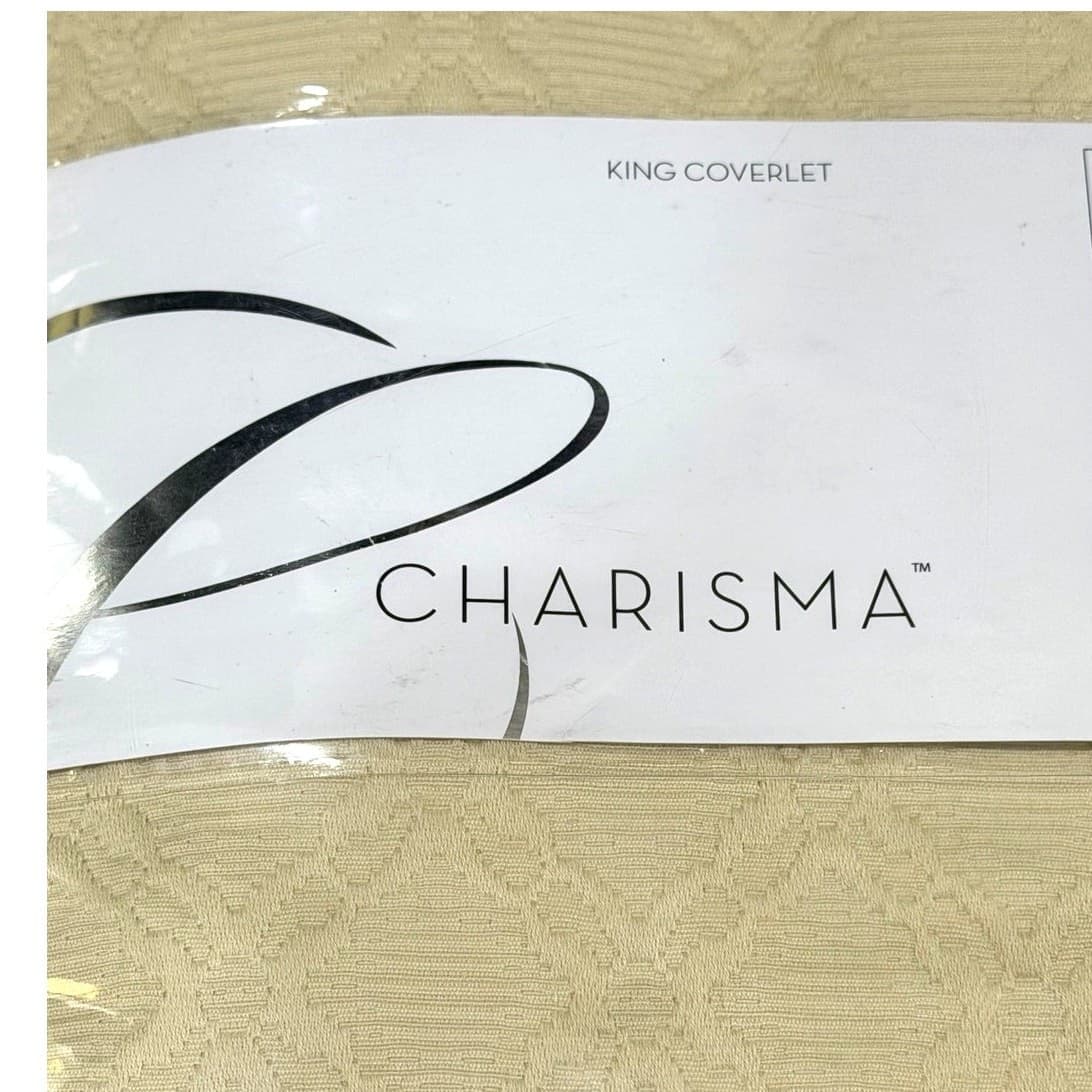 Charisma Lux King Coverlet 108x96 Ivory 100% Egyptian Mercerized Cotton Portugal - Thumbnail 2