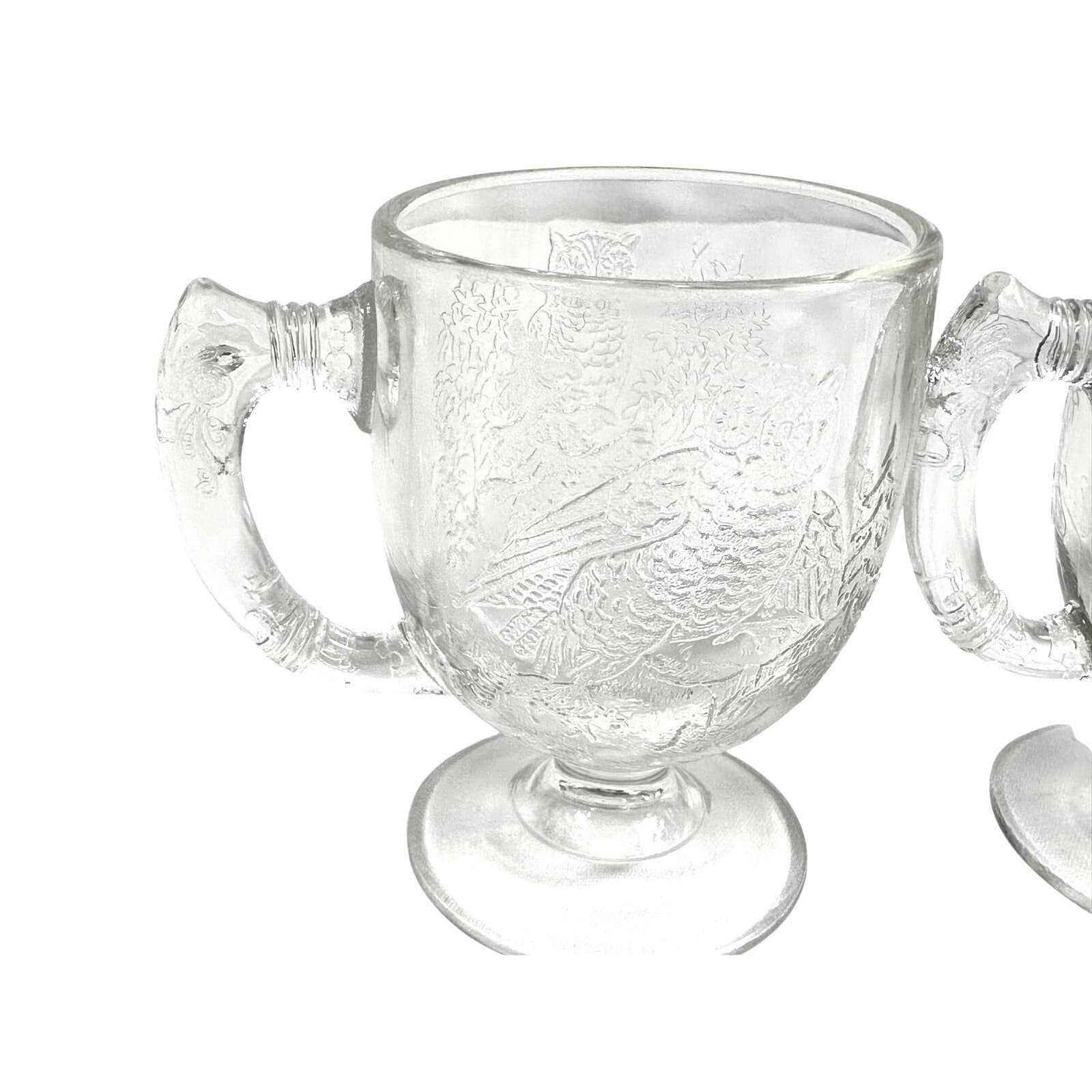 Antique EAPG Dithridge "Owl on a Branch" Footed Mugs c. 1879-Very Rare-Set of #3 - Thumbnail 5