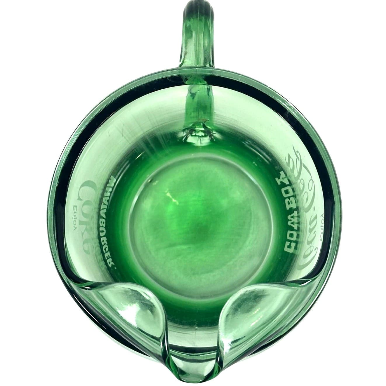 Coke Coca Cola Cowboy Whataburger Clear Green Glass Vintage Promo Pitcher - Thumbnail 2