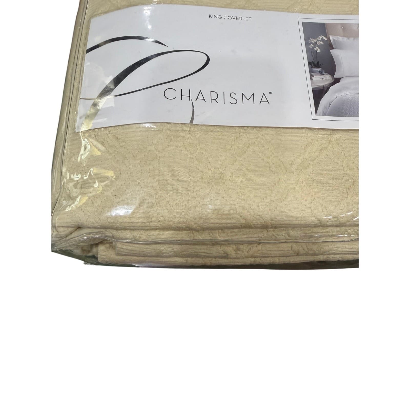 Charisma Lux King Coverlet 108x96 Ivory 100% Egyptian Mercerized Cotton Portugal - Thumbnail 6