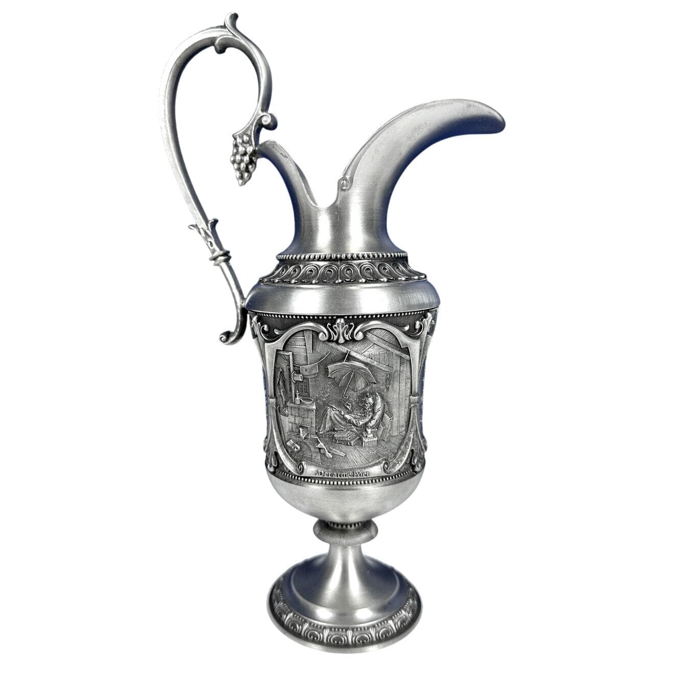 WMF Zinn Pewter Ewer Pitcher Carl Spitzweg Artist Germany 11.5" Very Rare-Mint! - Thumbnail 2