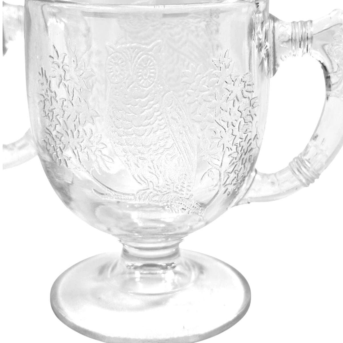 Antique EAPG Dithridge "Owl on a Branch" Footed Mugs c. 1879-Very Rare-Set of #3 - Thumbnail 3
