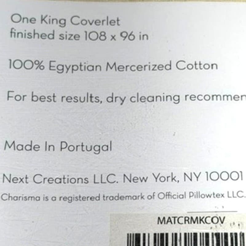 Charisma Lux King Coverlet 108x96 Ivory 100% Egyptian Mercerized Cotton Portugal - Thumbnail 7