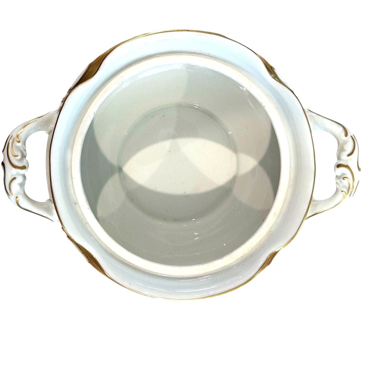 Walbrzych Poland Serving Dish w/Lid White Heavy Gold Scrolls-Rare-Excellent ! - Thumbnail 7