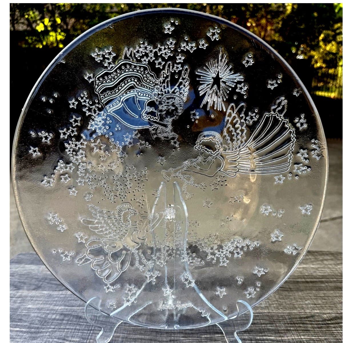 Pilgrim Glass 1999 Neiman Marcus Angels Musical Instruments Annual Cookie Plate