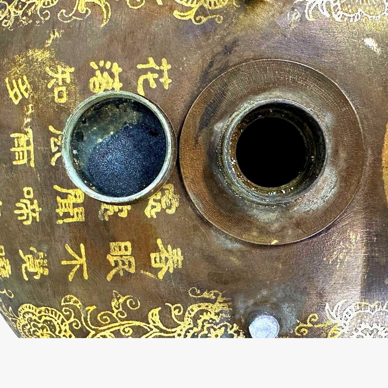 Antique Replica Brass / Bronze Floral Finish Oriental Bedwarmer - Thumbnail 6