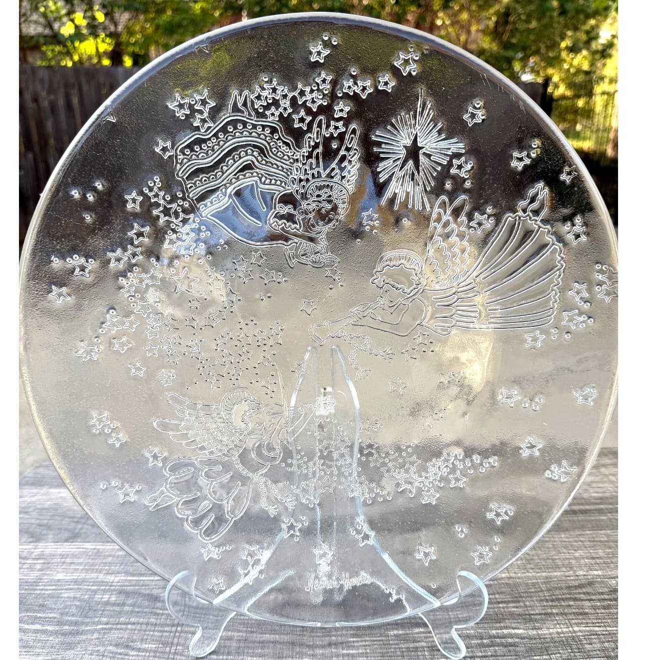 Pilgrim Glass 1999 Neiman Marcus Angels Musical Instruments Annual Cookie Plate - Thumbnail 3