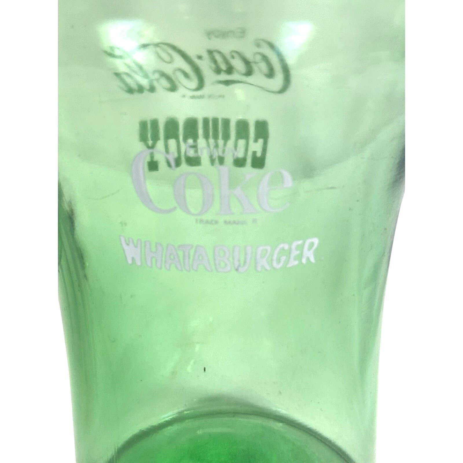 Coke Coca Cola Cowboy Whataburger Clear Green Glass Vintage Promo Pitcher - Thumbnail 7