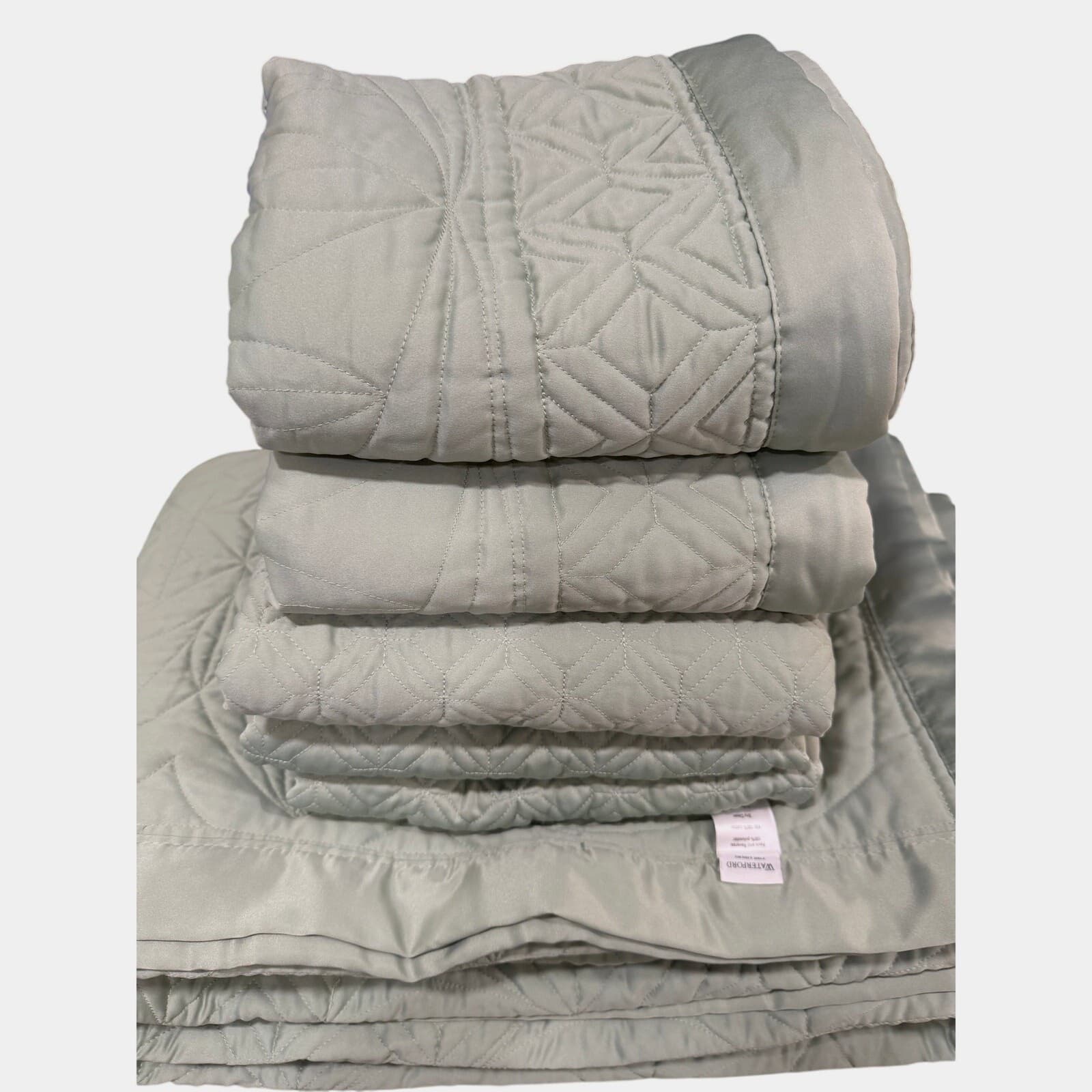 Waterford King Quilted Coverlet Set 6-PC Sage Green Euro King Shams Luxury - Thumbnail 7