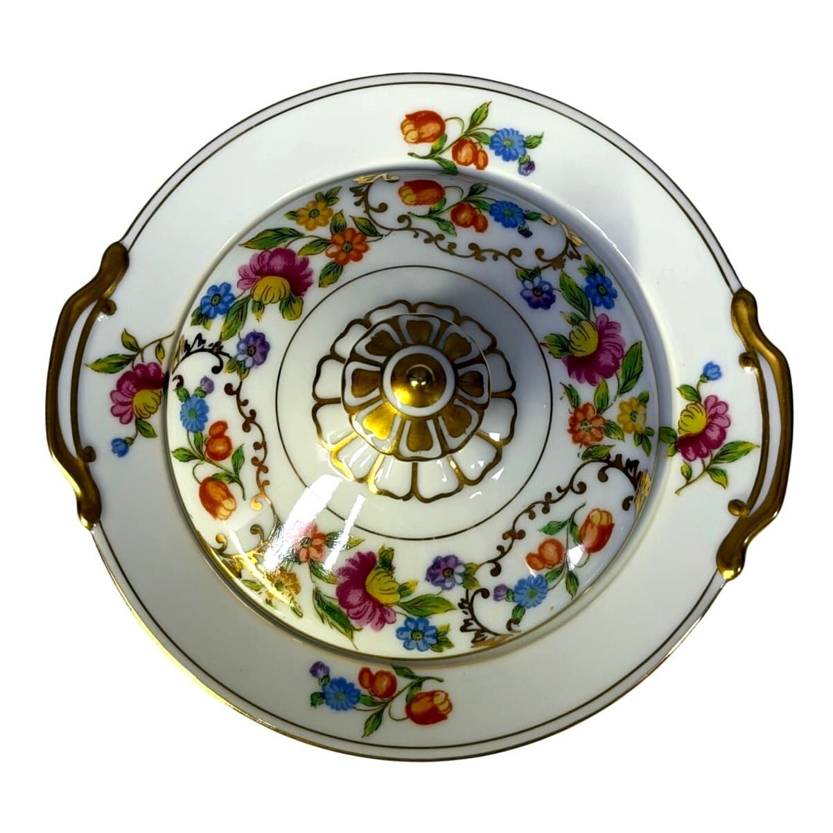Noritake Retired 'Dresdena' 1931-1940 Backstamp Luxury Sugar Bowl with Lid-Rare - Thumbnail 2