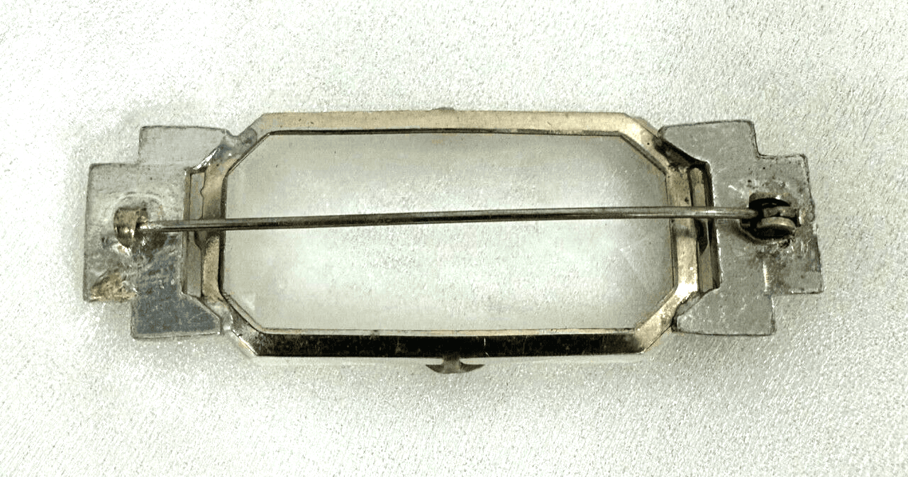 Glam Art Deco Glass & Rhinestone Brooch Vintage - Thumbnail 3
