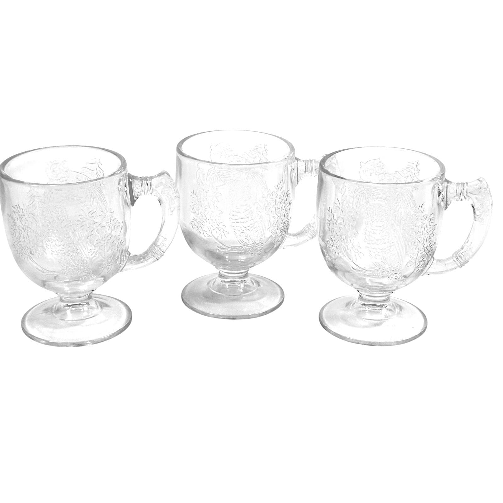 Antique EAPG Dithridge "Owl on a Branch" Footed Mugs c. 1879-Very Rare-Set of #3 - Thumbnail 2