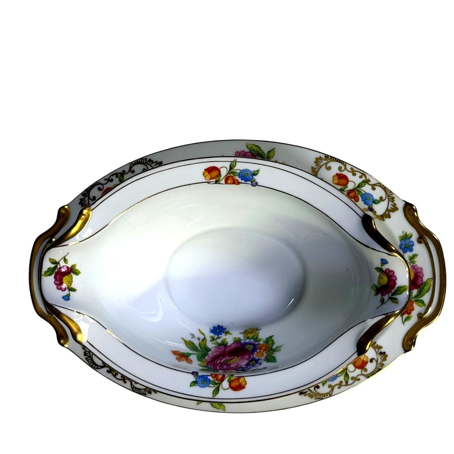 Noritake Retired 'Dresdena' 1931-1940 Backstamp Gravy Boat with Underplate-Rare - Thumbnail 3