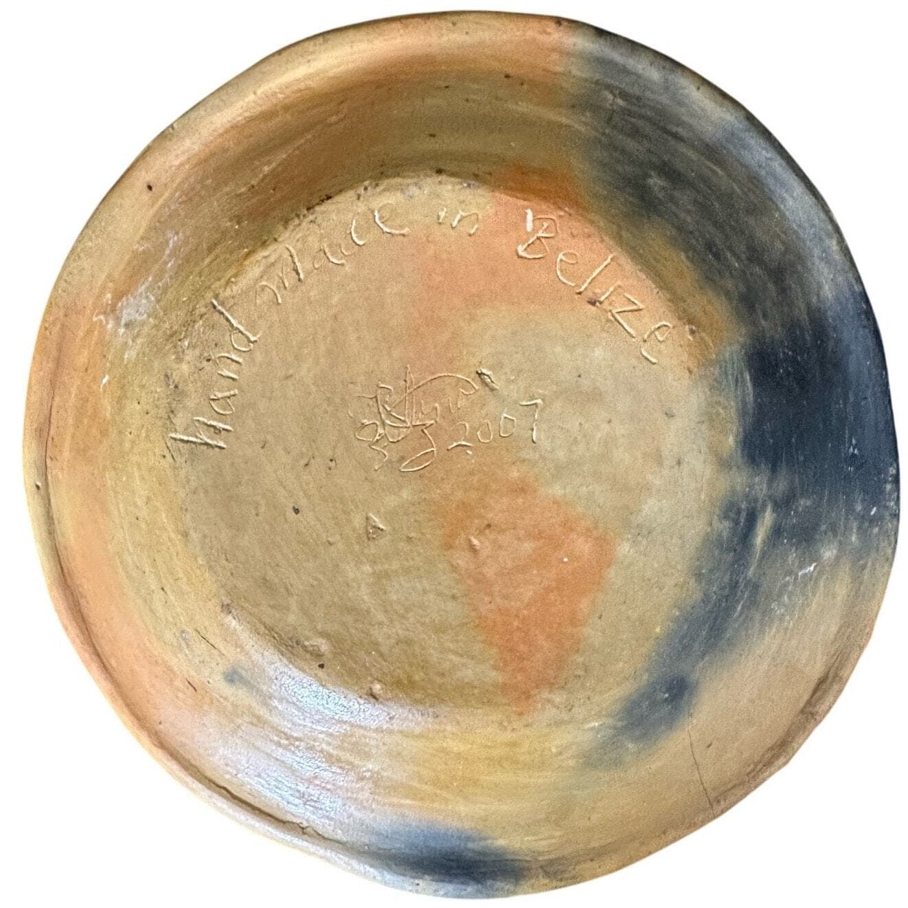 Art Pottery Belize 2007 Artist Signed Raised Relief Turtle Shallow Bowl/Plate 9" - Thumbnail 3
