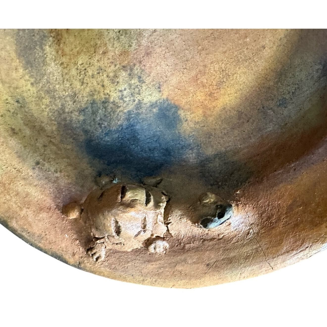 Art Pottery Belize 2007 Artist Signed Raised Relief Turtle Shallow Bowl/Plate 9" - Thumbnail 6