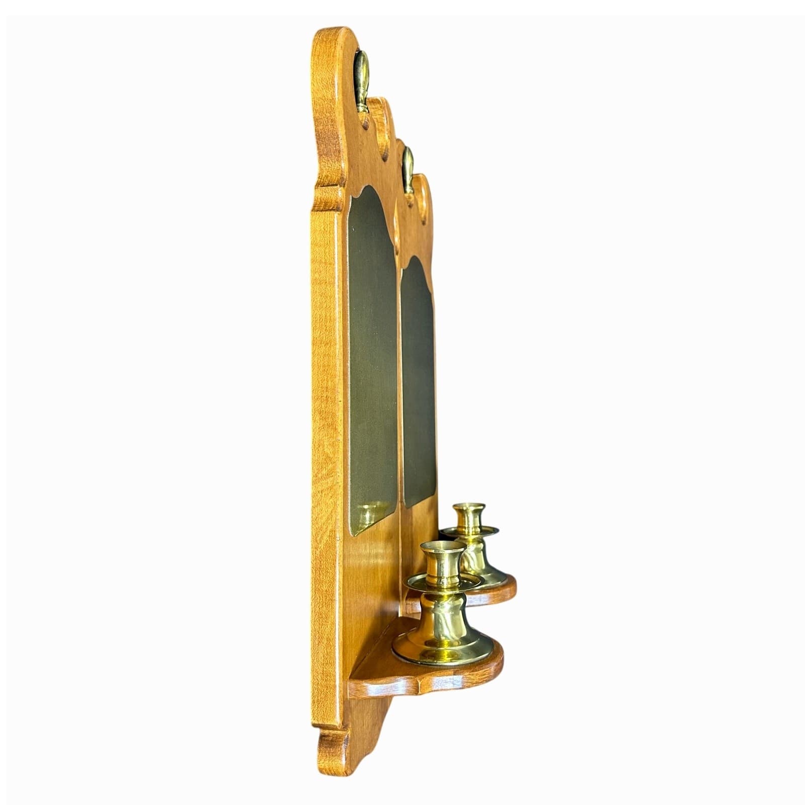 Tell City 1975 Wood and Brass #3291 Wall Candle Sconces-Excellent-Set of 2 - Thumbnail 6