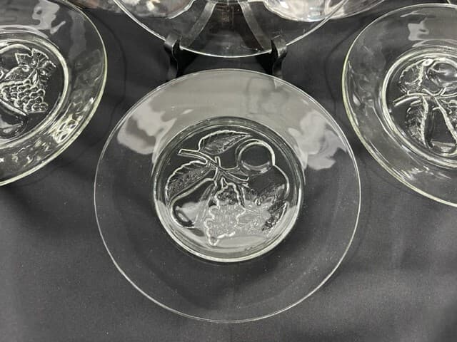 Fruit Pear Grape Leaves Clear Embossed Crystal 8" Plates-Set of 8 - Thumbnail 2