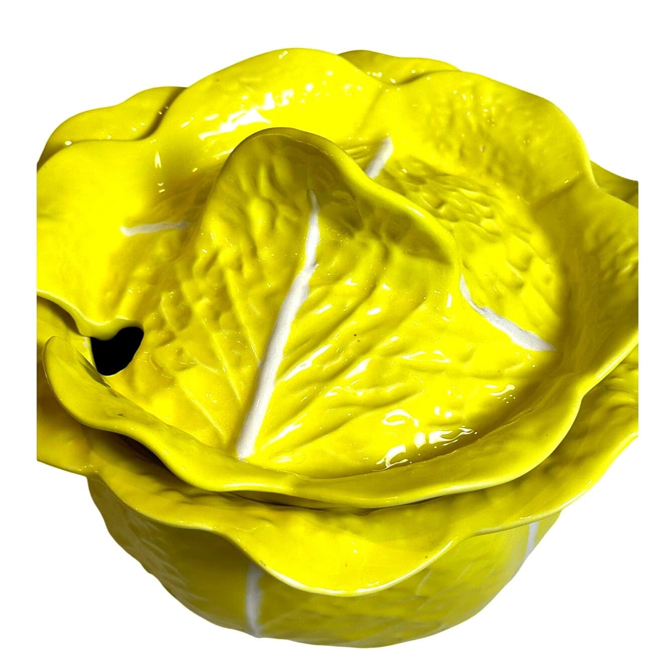 Secla Portugal Majolica Yellow Cabbage Pottery Soup Tureen/Lid-Mid Century-Rare - Thumbnail 3