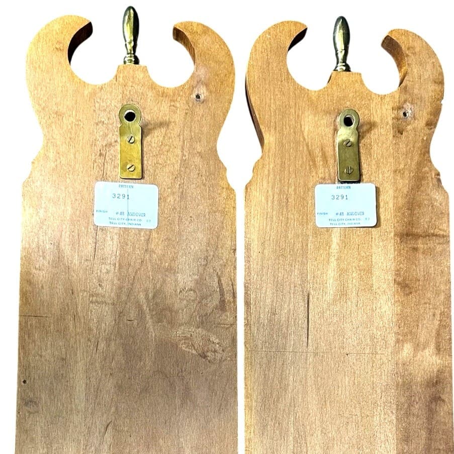 Tell City 1975 Wood and Brass #3291 Wall Candle Sconces-Excellent-Set of 2 - Thumbnail 9