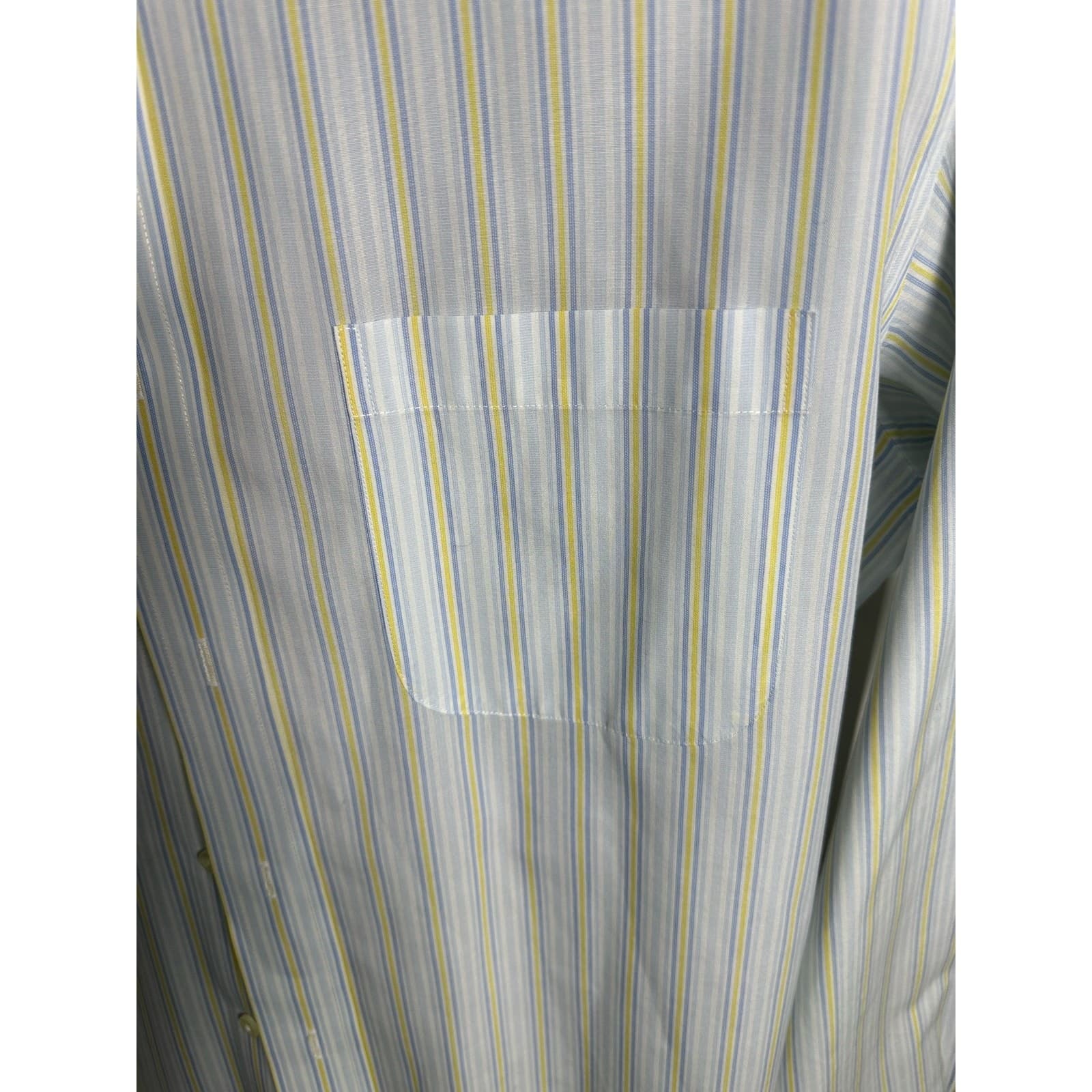 Brooks Brothers Men’s 346 Dress Shirt 16-36/37 White/Yellow/Blue Cotton Stripe - Thumbnail 5
