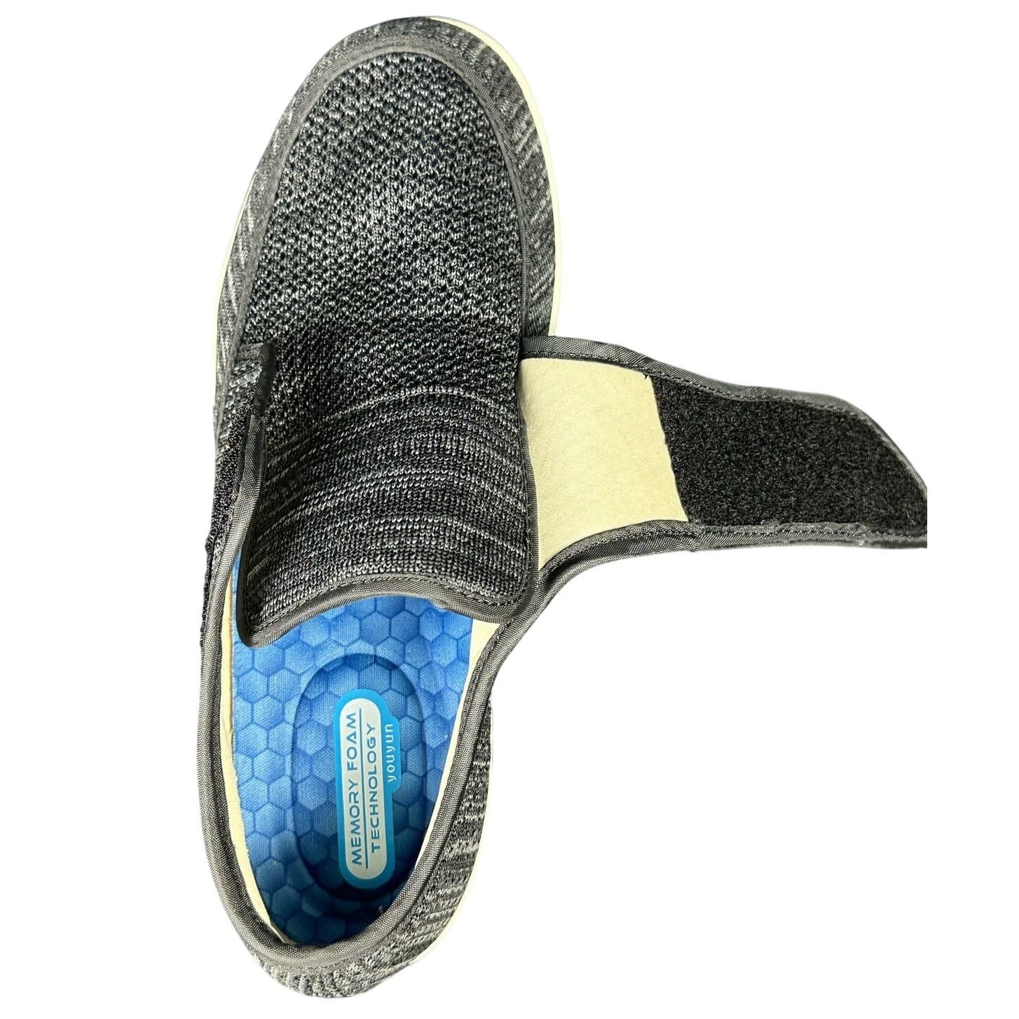 Men's Youyun Diabetic Gray Adjustable Memory Foam Shoes Size 10 - Thumbnail 6