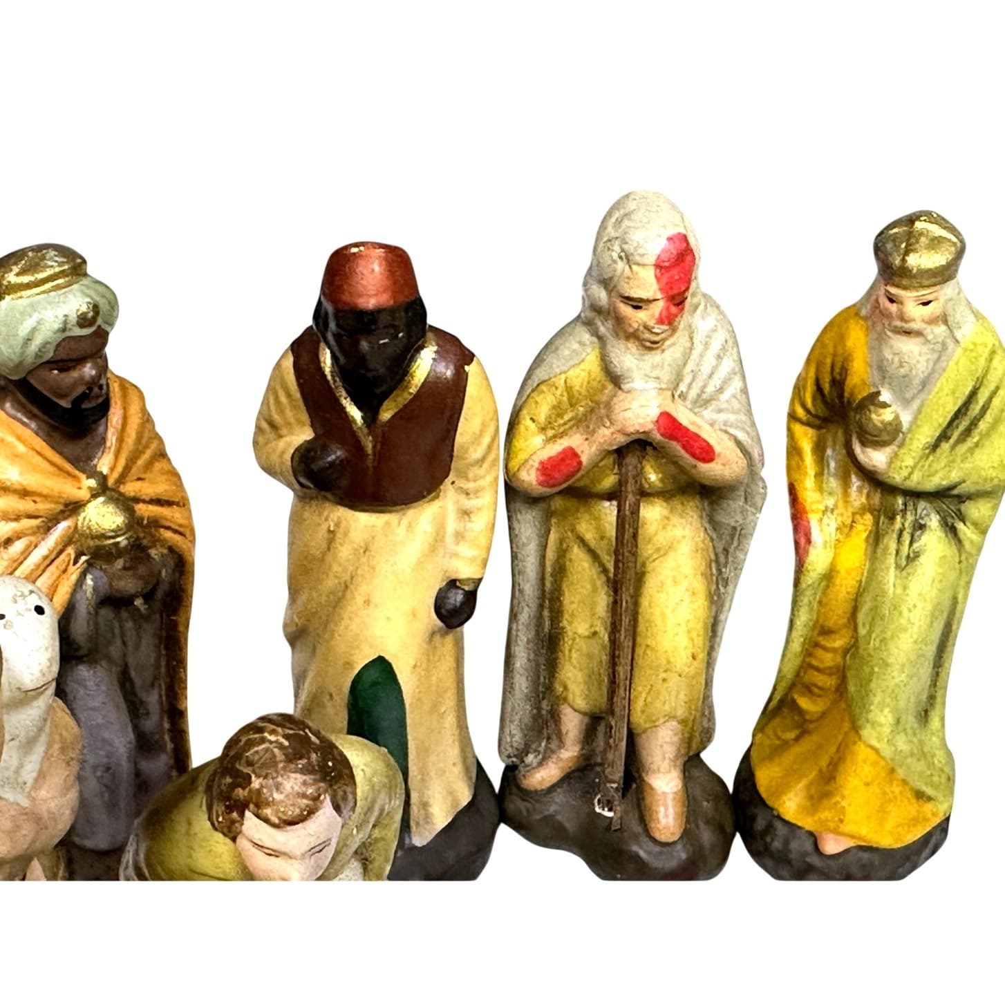 Rare 38-PC Japan Vintage Nativity Collection One-of-a-Kind Paper Mache Plaster - Thumbnail 8