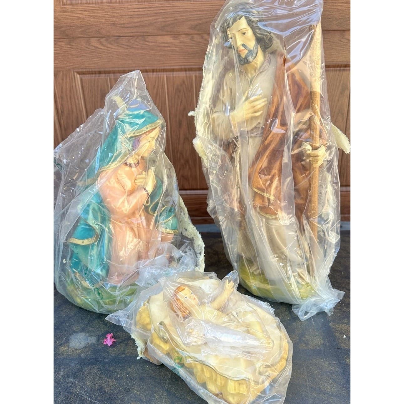 Holy Family Nativity 17" Tall Italy 4-PC Vintage New Unwrapped in Original Box - Thumbnail 7