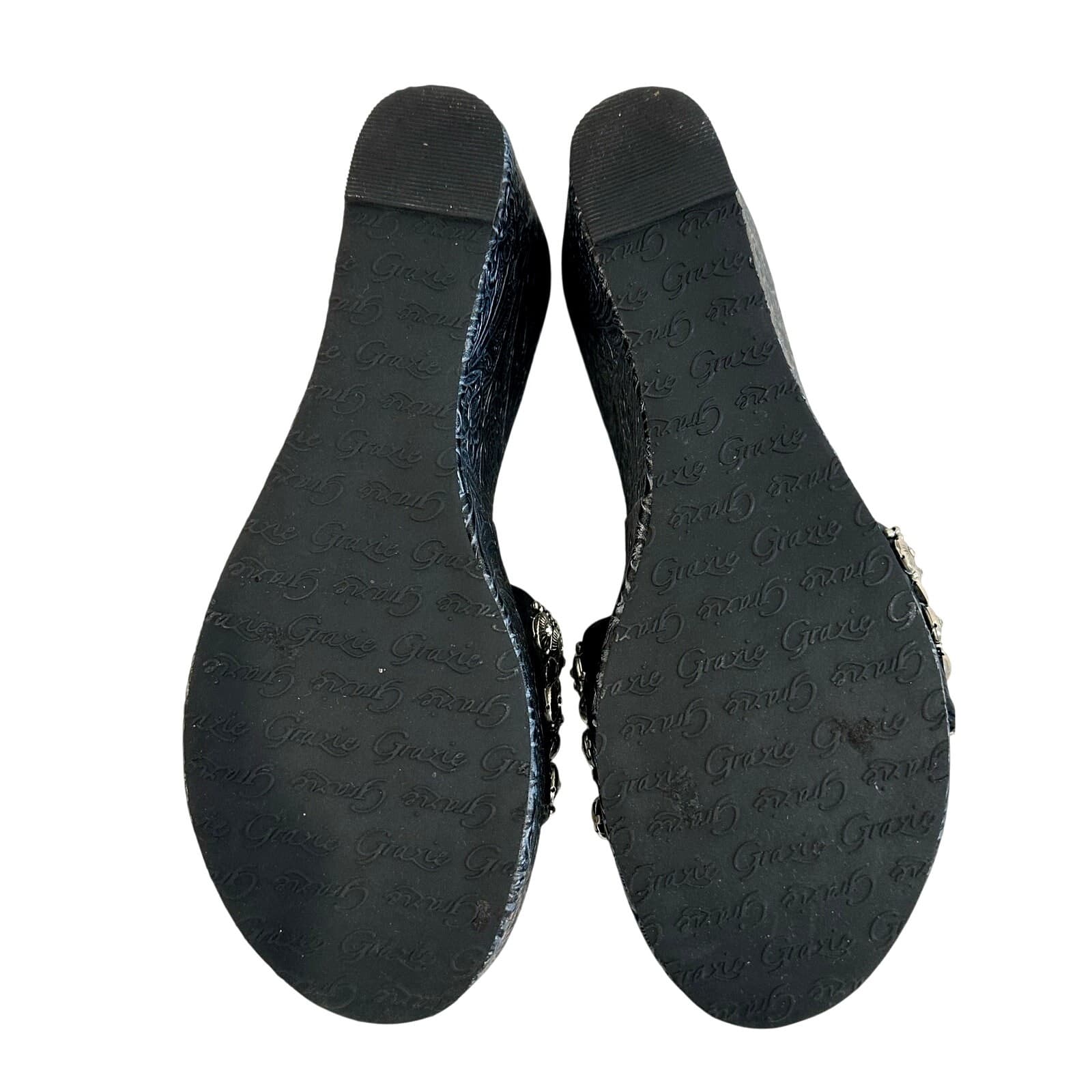 Grazie Bracelet Black Slide on Wedge Shoes, Size 8 Excellent Condition - Thumbnail 7